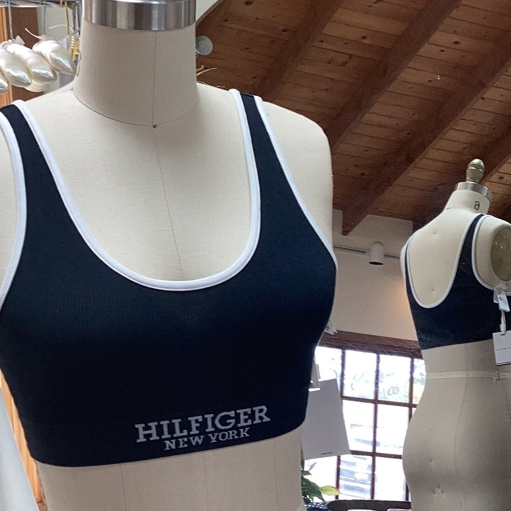 Tommy Hilfiger Black Sports Bra with White Trim